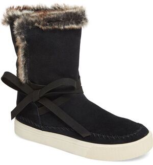 TOMS Women’s Vista Black Waterproof Suede Faux Fur Winter Boots Size 9